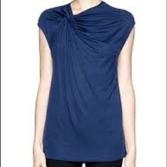 Helmet Lang Twist Front Draped Jersey Knit Top
